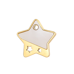 Морская Ракушка 304 нержавеющая сталь с подвесками из ракушек, звезда, реальный 14 k позолоченный, ионное покрытие (ip), цвет морской раковины, 12x12 мм