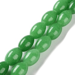 Зеленый лайм Бусины из натурального белого нефрита, окрашенные, рис, зеленый лайм, 9x6 мм, отверстие : 1 мм, около 44 шт / нитка, 15.94 дюйм (40.5 см)