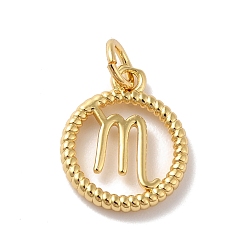 Скорпион Латунь прелести, без кадмия и без свинца, реальный 18 k позолоченный, кольцо с двенадцатью созвездиями, Скорпион, 14.5x12x2 мм, отверстие : 3.4 мм