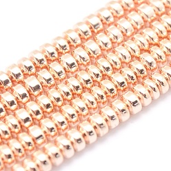 Oro de Rosa Plateado Electroplate no magnéticas de hematita sintética hebras de cuentas, hebras de cuentas, aa grado, larga duración plateado, Rondana plana, chapado en oro rosa claro, 3x2 mm, agujero: 0.8 mm, sobre 223 unidades / cadena, 15.7 pulgada (40 cm)