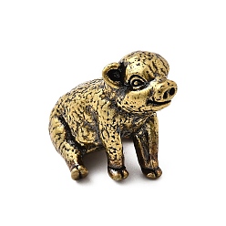 Античная Бронза Латунные свиньи миниатюрные фигурки статуэтки для домашнего офиса настольное украшение, античная бронза, 17.5x25.5x22.5 мм