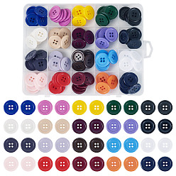 (52) Непрозрачная лаванда 120 шт 20 цвета 4 пуговицы из пластмассы с отверстиями, для шитья крафта, плоско-круглые, разноцветные, 20x2.5~3 мм, отверстие : 2 мм, 6 шт / цвет
