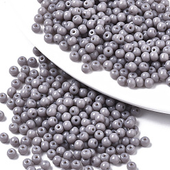 чертополох Непрозрачные цвета стеклянные бусины, круглые, чертополох, 4x3 мм, отверстия: 1 мм, около 4500 шт / мешок