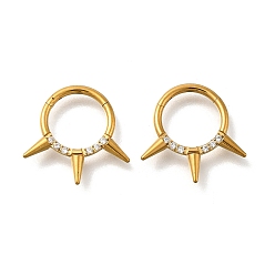 Золотой 304 микропаве из нержавеющей стали с прозрачным кубическим цирконием 3 кольца для носа с шипами и конусами, золотые, 14.5x15x2 мм, внутренний диаметр: 7.8 мм