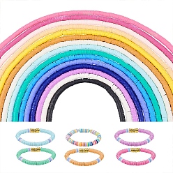 (52) Непрозрачная лаванда Бусины из полимерной глины , Диск / плоские круглые, Heishi бусы, разноцветные, 6x1 мм, отверстие : 2 мм, 15 цветов, о 380~400шт / цвет, 5700~6000 шт / комплект