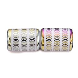 Coloré Perles en verre electroplate, colonne à motif de lune, colorées, 11.5~12x8~8.5mm, Trou: 1.2~1.4mm