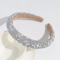 Серебро Ободок для волос со стразами и пластиковой имитацией жемчуга, губка, аксессуары для волос для женщин и девочек, серебряные, внутренний диаметр: 135 мм