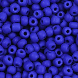Синий Матовые непрозрачные 6/0 стеклянные бусины, круглые, синие, 4~5x2.5~5 мм, отверстие : 1 мм, около 4500 шт / упаковка, 440~450 г / мешок