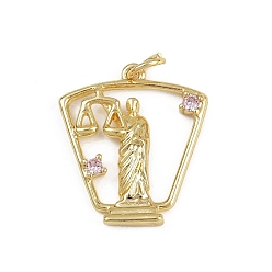 Настоящее золото 18K Латунные микро проложить кубического циркония подвески, без кадмия и без свинца, с целью перехода в кольце, реальный 18 k позолоченный, 20x18x2.5 мм, отверстие : 3 мм