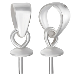 Серебро 10 шт. 925 подвески-зажимы из стерлингового серебра с жемчугом, за половину пробурено бисера, с печатью 925, серебряные, 7x3 мм, отверстие : 4x3 мм, штифты : 0.7 мм