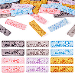 (52) Непрозрачная лаванда 42шт 6 цвета микрофибровые этикетки бирки, с дырочками и надписью ручной работы, для джинсов своими руками, , обуви, аксессуары для шляп, разноцветные, 50x15x1.5 мм, отверстие : 1.4 мм, 7 шт / цвет