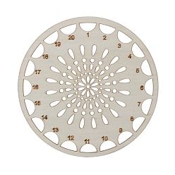 Antique White Wooden Embroidery Thread Plate, Cross Stitch Threading Board Tools, Flower, Antique White, 14cm