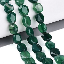 Зеленый Нити окрашенных и нагретых бусин из натурального агата, самородки, граненые, зелёные, 9~13x8~12x3.5~8.5 мм, отверстие : 1~1.2 мм, около 32~36 шт / нитка, 14.76~15.35 дюйм (37.5~39 см)