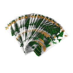 Рождественская елка Пластиковые пакеты для хранения рождественской тематики, для шоколада, конфеты, печенье подарочная упаковка, узор Рождество дерево, 27x13x0.01 см, 100 шт / пакет