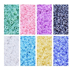 Mixed Color 12/0 Glass Seed Beads, Ceylon, Round, Mixed Color, 12/0, 2mm, Hole: 1mm, 8colors, 90g/color, 720g/set