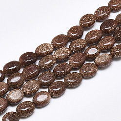 Камень с Пылевым Золотом Синтетические голдстоуновские бисер пряди, овальные, 8x6x4 мм, отверстие : 1 мм, около 49~50 шт / нитка, 14.5 дюйм ~ 14.7 дюйм