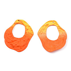 Dark Orange Spray Painted Iron Pendants, Nuggets, Dark Orange, 45.5x37.5x4.5mm, Hole: 1.5mm