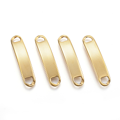 Золотой 304 соединители стержневые из нержавеющей стали, прямоугольные, золотые, 46x10x2 мм, отверстие : 6x5 мм