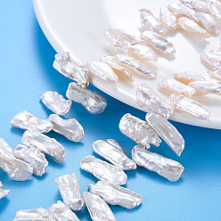 Морская Ракушка Природные Кеши жемчуг пряди, культивированный пресноводный жемчуг, самородки, цвет морской раковины, 12~27x6~11x3~6 мм, отверстие : 0.6 мм, около 56~58 шт / нитка, 14.96 дюйм (38 см)