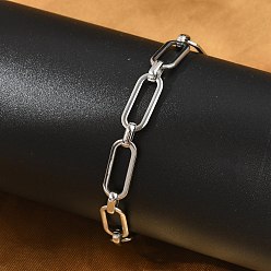 Нержавеющая Сталь Цвет 304 браслеты из нержавеющей стали со скрепками для мужчин и женщин, цвет нержавеющей стали, 7-5/8 дюйм (19.5 см), удлинитель конца: 50 мм