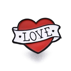 Красный Сердечки эмалевые булавки, броши из сплава запекаемой краски для одежды рюкзака, красные, 20.5x27.5 мм