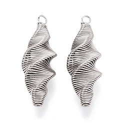 Нержавеющая Сталь Цвет 304 подвески из нержавеющей стали, подвески в виде витой спирали, цвет нержавеющей стали, 37.5x13x13 мм, отверстие : 2.5 мм