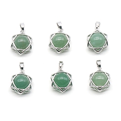 Зеленый Авантюрин Естественный зеленый авантюрин подвески, звезда Давида, платина, 20x14~15 мм