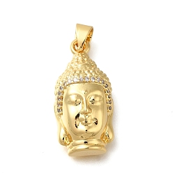 Настоящее золото 18K Покрытие стойки латунь с подвесками из фианита, долговечный, без свинца и без кадмия, прелести будды, реальный 18 k позолоченный, 24x11.5x8.5 мм, отверстие : 4x3.5 мм