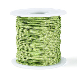 Светло-зеленый 100м сегментные окрашенные круглые полиэстеровые металлизированные плетеные шнуры, с пластиком для животных, для изготовления ювелирных изделий, светло-зеленый, 1 мм, около 109.36 ярдов (100 м) / рулон
