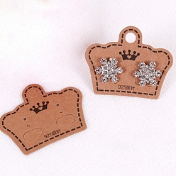 Tan Kraft Paper Earring Display Cards, Crown, Tan, 4x5x0.05cm