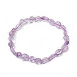 Аметист Браслеты из натурального аметиста стрейч из бисера, упавший камень, самородки, 2 дюйм ~ 2-1/8 дюйм (5~5.4 см), бусины : 5~9.5x5~7x4~7 мм