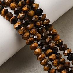 Tiger Eye Natural Tiger Eye Beads Strands, Faceted, Rondelle, 6x4mm, Hole: 1.2mm, 99pcs/strand, 15.7 inch