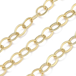 Настоящее золото 18K Латунные кабельные цепи, долговечный, стойки покрытие, без свинца и без кадмия, пайки, с катушкой, реальный 18 k позолоченный, 8x6x0.7 мм