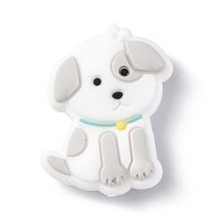 Собака Пищевые экологически чистые силиконовые фокусные шарики, изготовление ожерелий diy, Рисунок собаки, 27.5x23x10.5 мм, отверстие : 2 мм