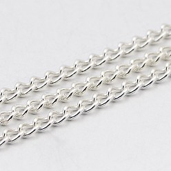 Silver Iron Twisted Chains, Unwelded, Lead Free, with Spool, Silver Color Plated, 3x2.2x0.6mm, about 328.08 Feet(100m)/roll