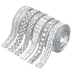 Смешанные Узоры 6 ярды 6 стиль горячая фиксация стразы, самоклеящаяся смола со стразами, хрустальная лента для шитья со стразами, аксессуары для костюма, смешанные узоры, 10.5~13.5x2~3 мм, 1 двор / стиль