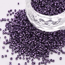 Темно-синий  Шифер Стеклянные цилиндрические бусины, бисер, металлических цветов, спекающийся лак, круглое отверстие, темный сланец синий, 1.5~2x1~2 мм, отверстие : 0.8 мм, около 8000 шт / упаковка, около 1 фунт / мешок