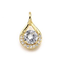 Прозрачный Латунные микро проложить кубического циркония подвески, слеза, стойки покрытие, долговечный, без свинца и без кадмия, реальный 18 k позолоченный, прозрачные, 15.5x9.5x4.5 мм, отверстие : 3x2 мм