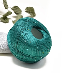 чирок Хлопковые волокна пряжа для вязания с пайетками, для одежды шарфы свитера шали шапки, зелено-синие, 1 мм
