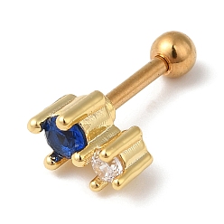 Золотой Кольцо для губ из латуни с фианитами, 316 штифты из нержавеющей стали, золотые, 7.5x4.5 мм