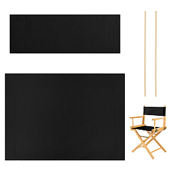 Black Canvas Cloth Chair Replacement Cover, with Wood Stick, Rectangle, Black, 550~570x165~387x0.8~1mm