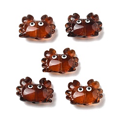 Кокосово-Коричневый Прозрачные стеклянные эмалевые бусины, краб, кокосового коричневый, 15x21x8 мм, отверстие : 1.4 мм