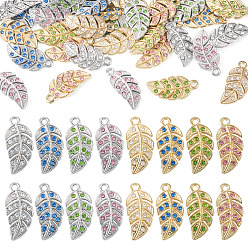 (52) Непрозрачная лаванда 40шт 8 цветной сплав с подвесками из горного хрусталя, лист, золотые / платиновые, разноцветные, 23x11x2.5 мм, отверстие : 1.8 мм, 5 шт / цвет