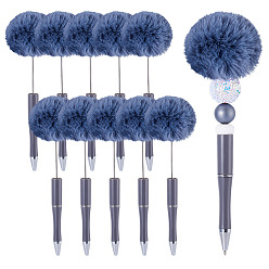 Серый Шариковая ручка из абс-пластика, ручка из нержавеющей стали с бусинами, С мячом pom pom, для индивидуальной ручки своими руками, серые, 170~175x11.5~51 мм