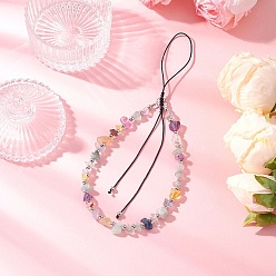 Флюорит Ремешки для мобильных телефонов из натурального флюорита, чип, 190~200 мм