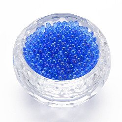 Dodger Blue DIY 3D Nail Art Decoration Mini Glass Beads, Tiny Caviar Nail Beads, AB Color Plated, Round, Dodger Blue, 2mm, about 450g/bag