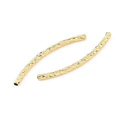 Real 18K Gold Plated SHEGRACE Brass Beads, Curved Tube Beads, Cadmium Free & Nickel Free & Lead Free, Real 18K Gold Plated, 35x2mm, Hole: 1.4mm