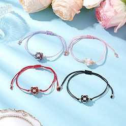 Смешанные камни Драгоценный камень плетёные браслеты из бисера, со стеклянными бисеринами, цветок, внутренний диаметр: 3-1/2 дюйм (9 см)