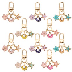 (52) Непрозрачная лаванда 10шт 5 стиль сплав эмаль подвесные украшения, с поворотными застежками сплава, форма цветка и ракушки и морская звезда, разноцветные, 52 мм, 2 шт / стиль