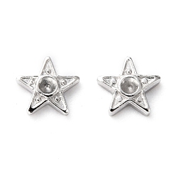 Platinum Brass Brass Cabochons, Filling Material for Epoxy Resin Craft Art, with Rhinestone Settings, Star, Platinum, 5.5x6x1mm